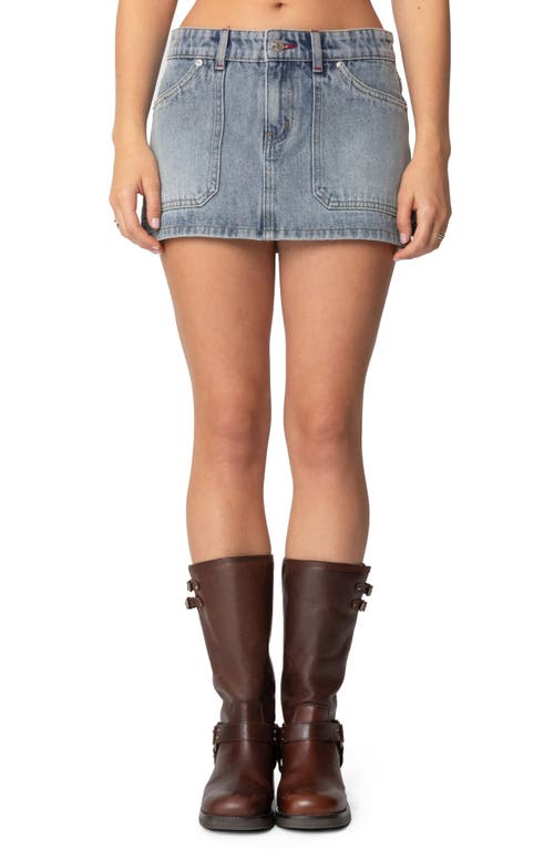 Shop Edikted Gigi Denim Miniskirt In Blue