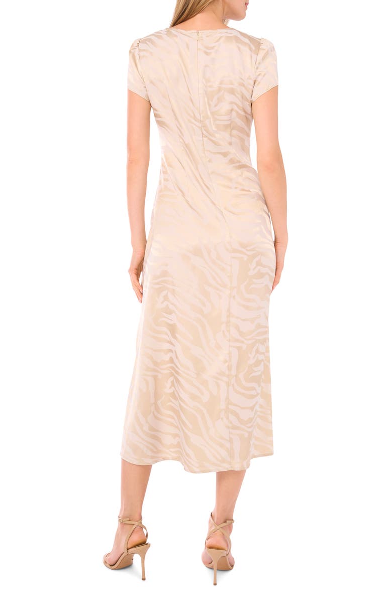 Vince Camuto Zebra Stripe Short Sleeve Midi Dress, Alternate, color, Birch