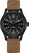 Hamilton Khaki Field Titanium Automatic Leather Bracelet Watch, 42mm