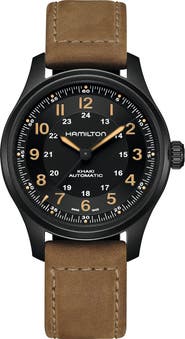 Hamilton Khaki Field Titanium Automatic Leather Bracelet Watch, 42mm