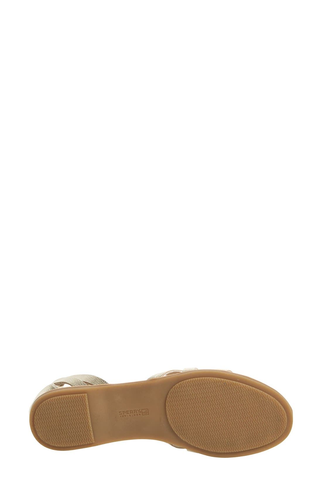 Sperry 'June' Leather Ankle Strap Sandal, Alternate, color, PLATINUM