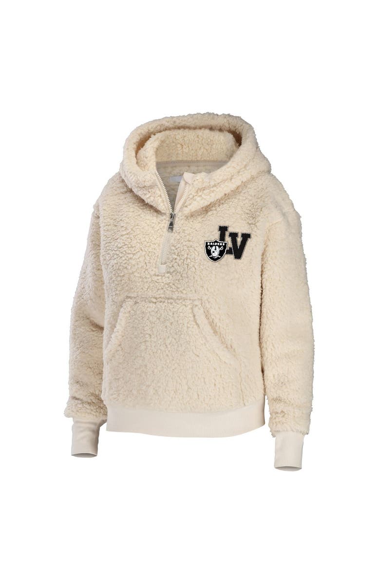 WEAR by Erin Andrews Women's WEAR by Erin Andrews Cream Las Vegas Raiders Sherpa Half-Zip Hoodie, Alternate, color, 