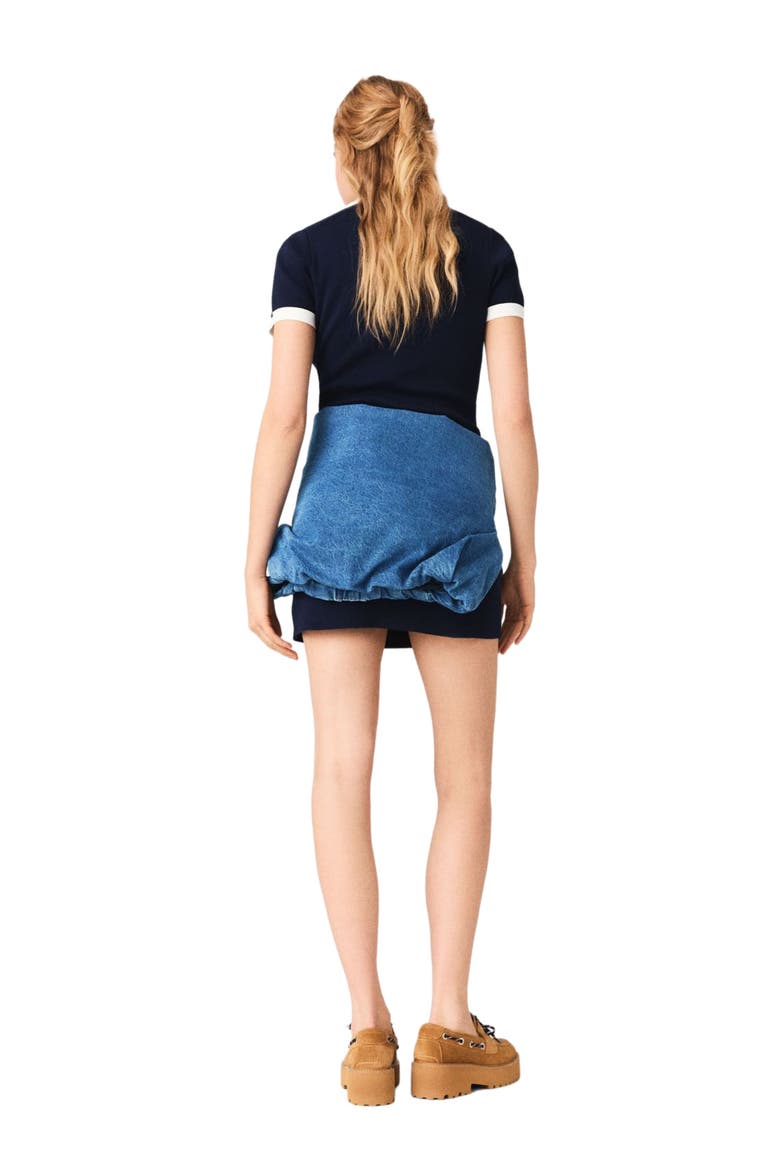 Contrast-trim polo dress, Alternate, color, Navy