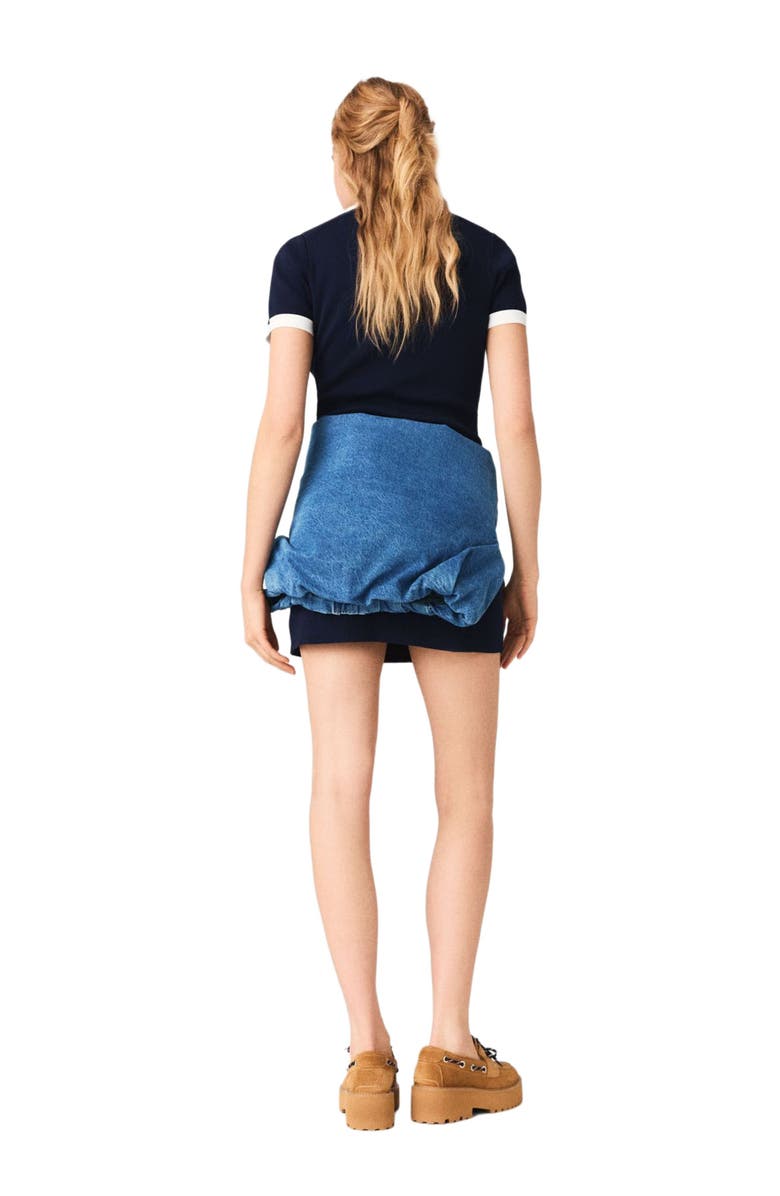 maje Contrast-trim polo dress, Alternate, color, Navy