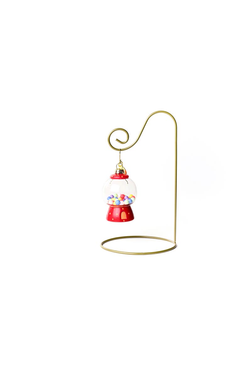 Bubble Gum Jar Glass Shaped Ornament with Gold Stand, Main, color, Red