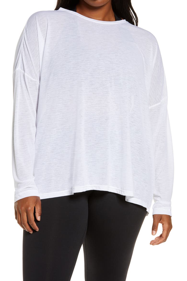 Breezy Tie Back Long Sleeve T-Shirt, Main, color, WHITE