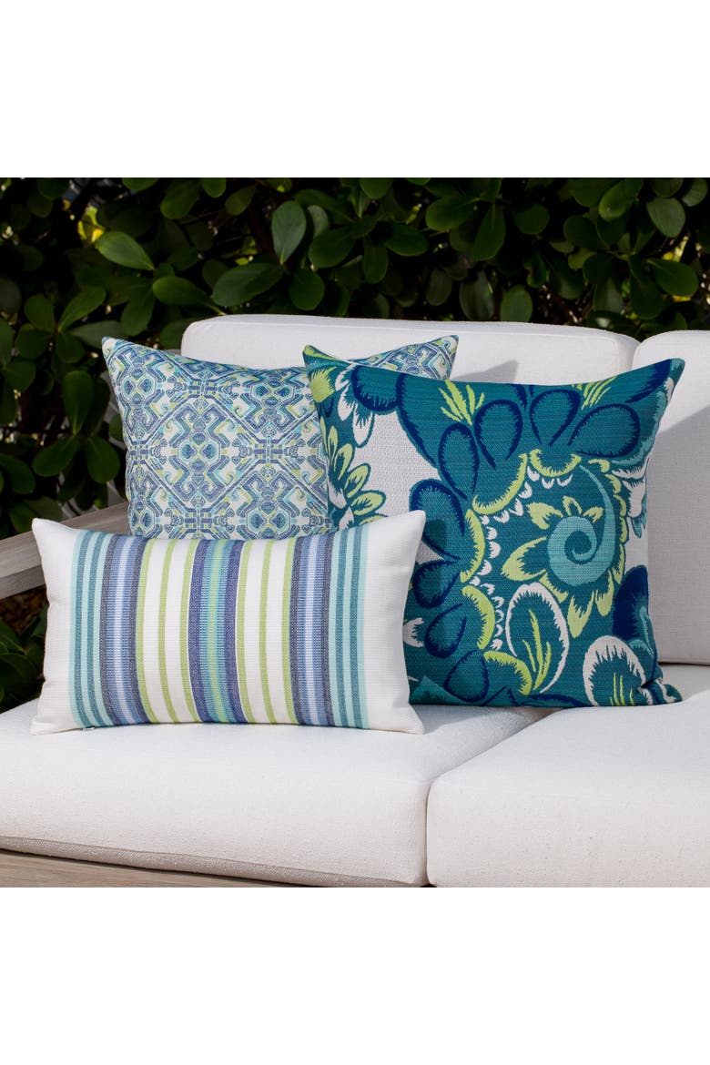 Floral Wave Jacquard Indoor & Outdoor Woven Accent Pillow, Alternate, color, Multi