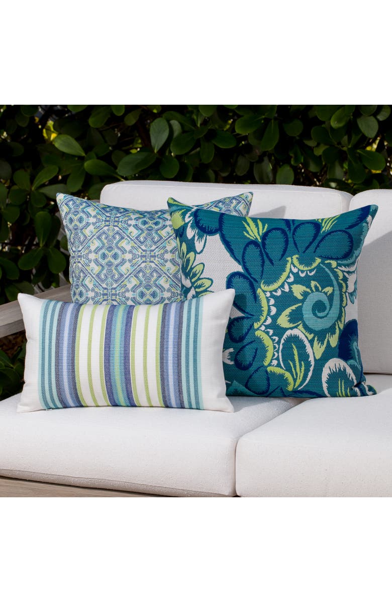 Elaine Smith Floral Wave Jacquard Indoor & Outdoor Woven Accent Pillow, Alternate, color, Multi
