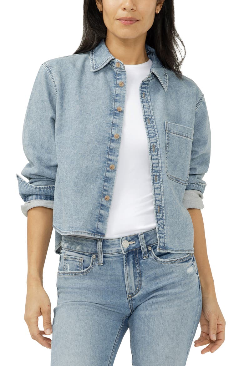 Lightweight Knit Denim Shirt, Main, color, CRICKETS
