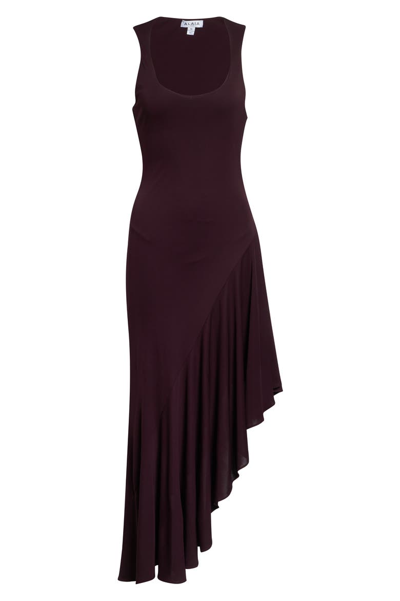 Asymmetric Fluid Jersey Dress, Main, color, BORDEAUX