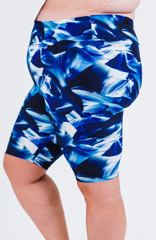 Calypsa Plus Size Long Bike Swim Shorts In Multi