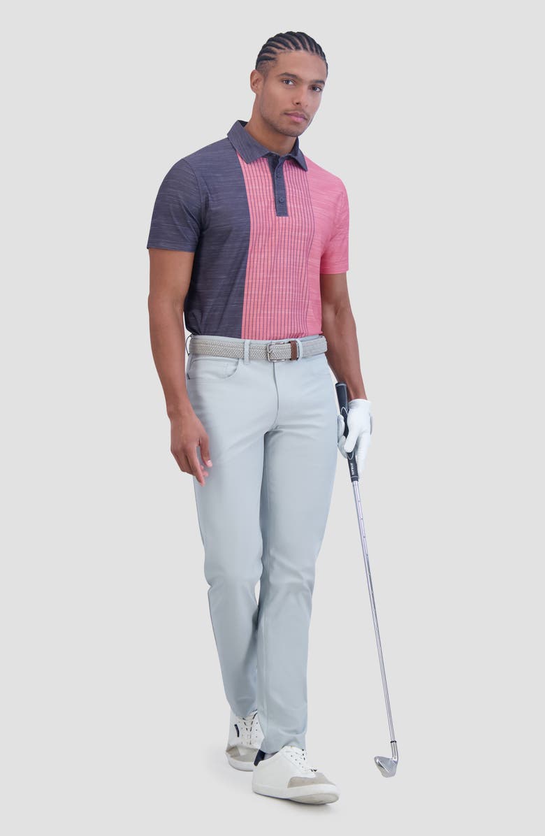 Ben Sherman Mélange Vintage Stripe Stretch Tech Polo, Alternate, color, Grey/Pink
