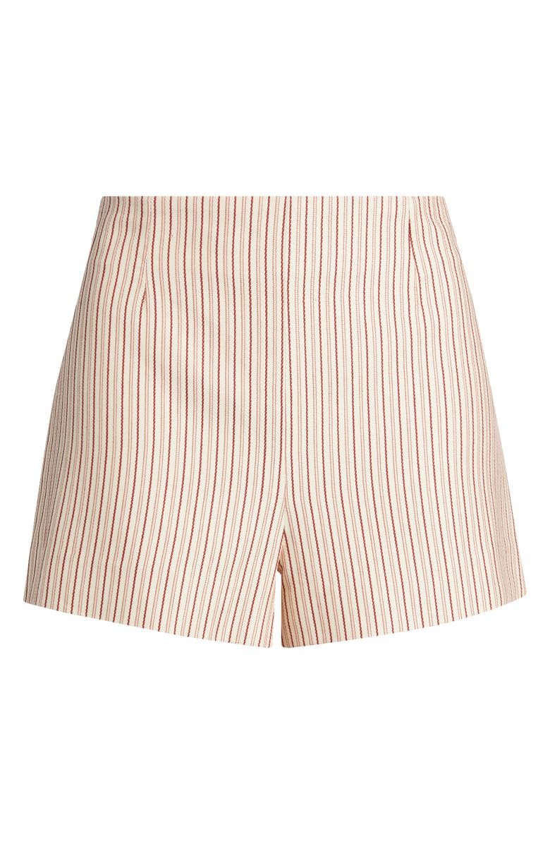 Faithfull the Brand Noto Cotton Blend Micro Shorts, Alternate, color, Pinstripe Garnet/ Blush