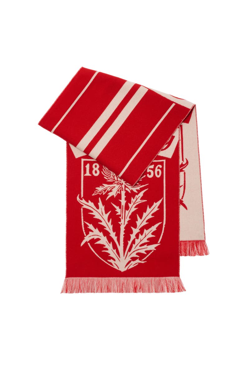 Thistle Shield Wool Scarf, Main, color, Poppy red