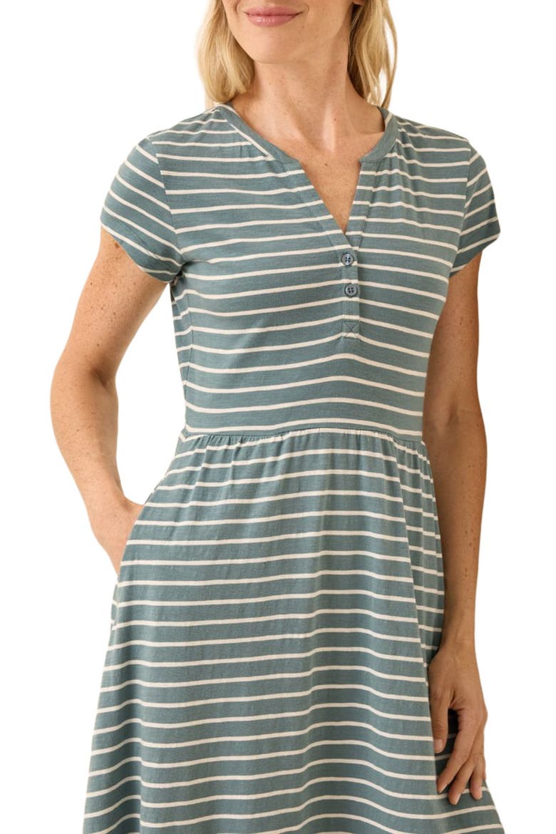 Organic Cotton Relaxed Slub Henley Market Dress, Alternate, color, Burbank Stripe