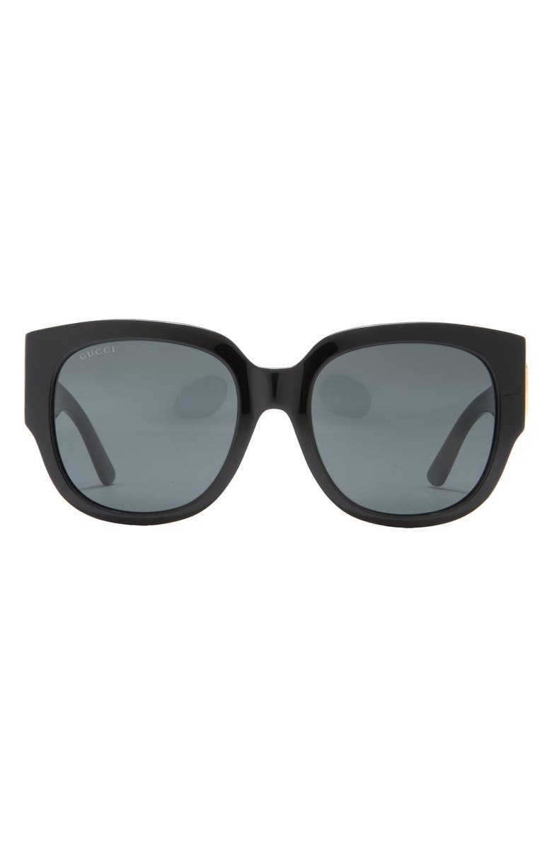 Gucci 55mm Square Sunglasses, Main, color, Black Black Grey