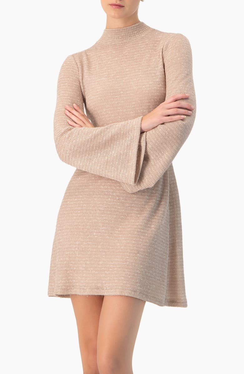 IVONNE Short Knitted Long Sleeve Dress, Main, color, Dusty Pink