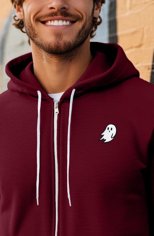 Dalix Ghost Zip Hoodie In Maroon