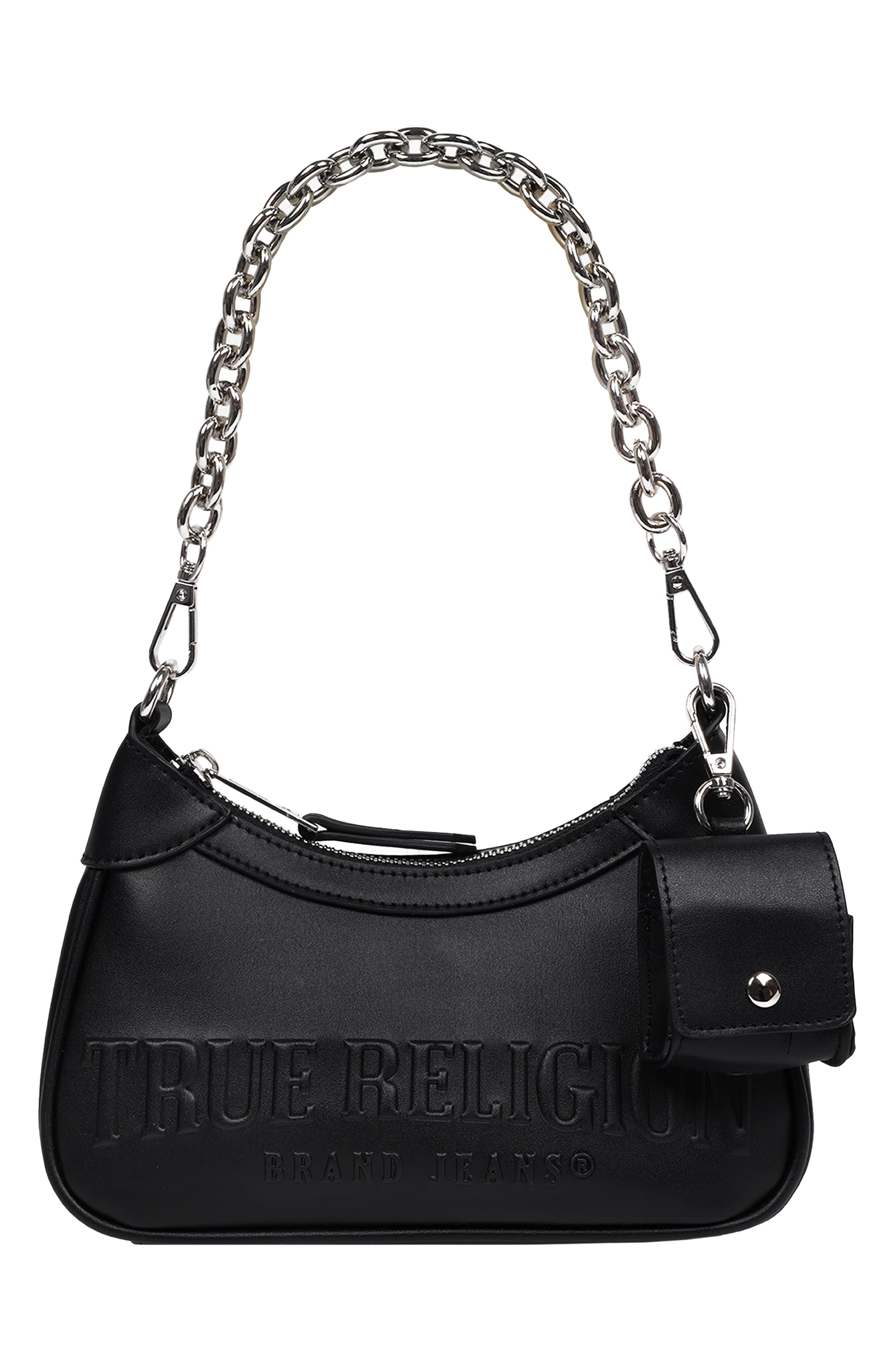 True Religion Punto Logo Zip Shoulder Bag, Alternate, color, 