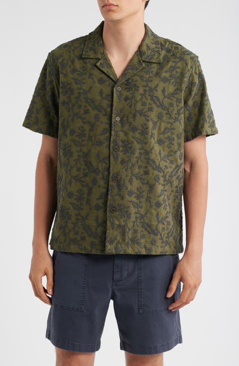 Embroidered Linen & Cotton Camp Shirt