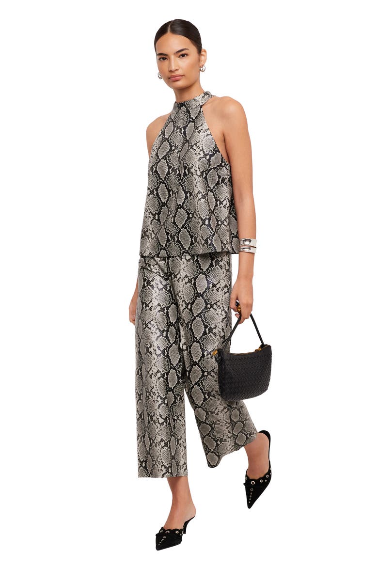 Alexis Faux Leather Halter Top, Alternate, color, PRINT