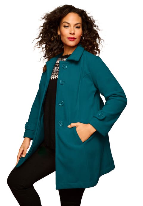 Plus Size Button Up Fleece Jacket (Plus)