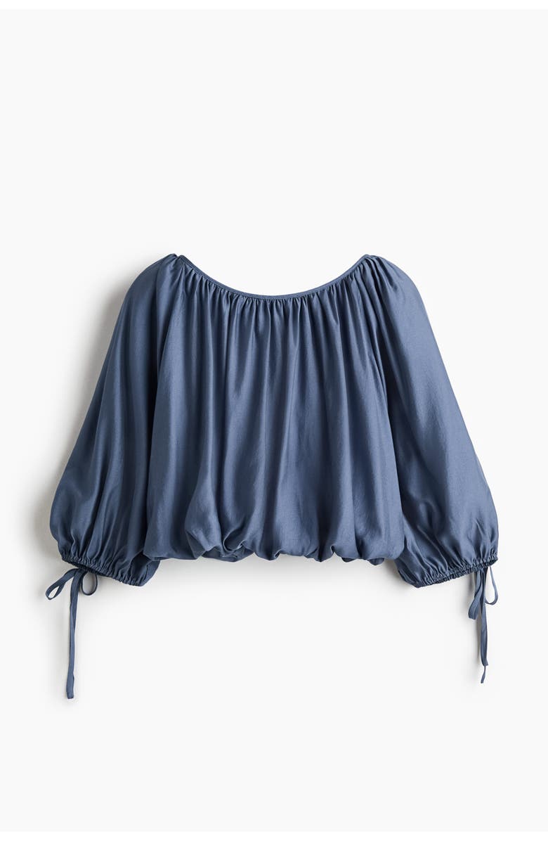 H&M Oversized Tie-detail Blouse, Main, color, Dusty Blue