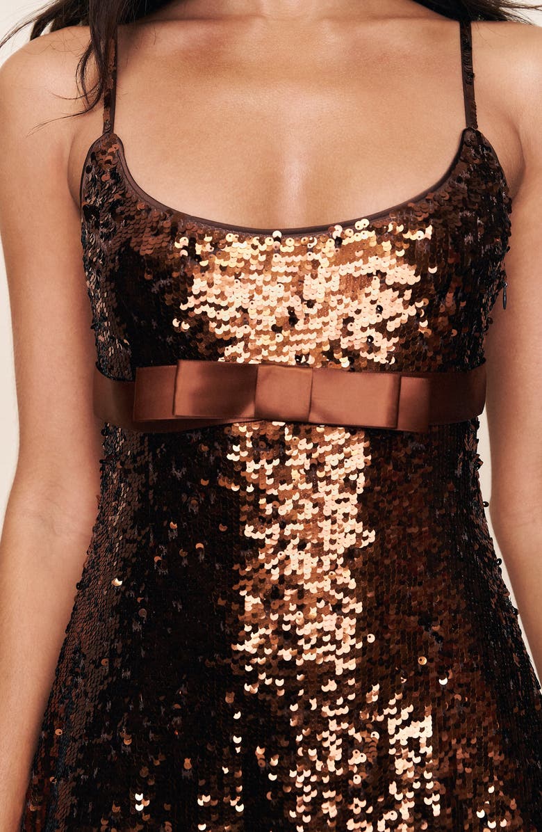 Guizio Halo Mini Dress, Alternate, color, Brown