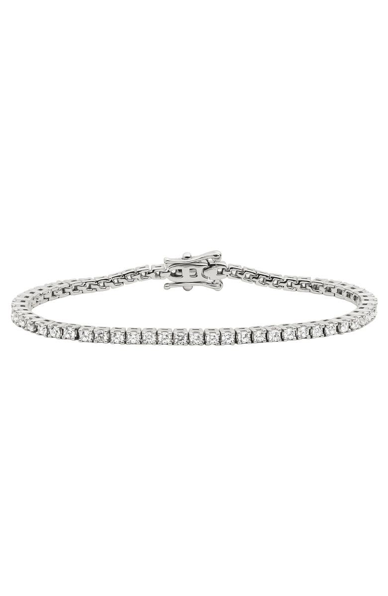 MADE BY MARY CZ Prong Set Tennis Bracelet, Main, color, Silver