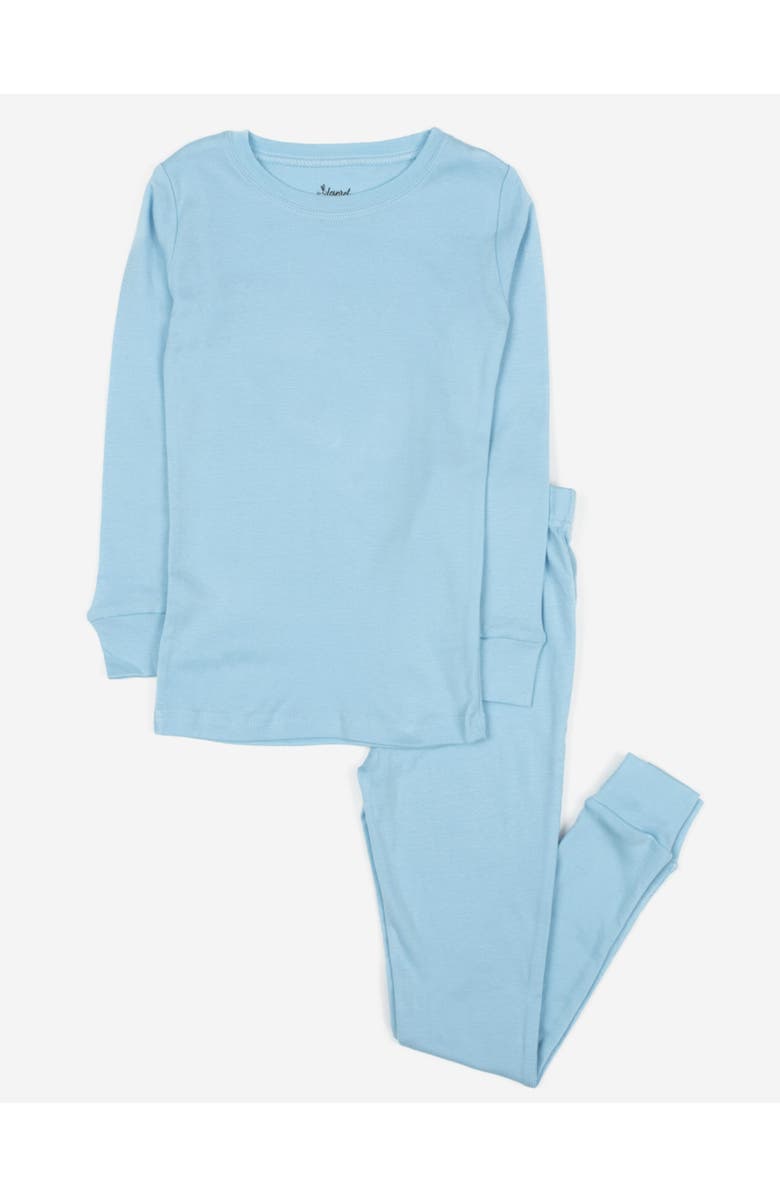 Leveret Kids Cotton Two-Piece Pajamas, Stripes, Solids & Tie Dye, Main, color, Light Blue