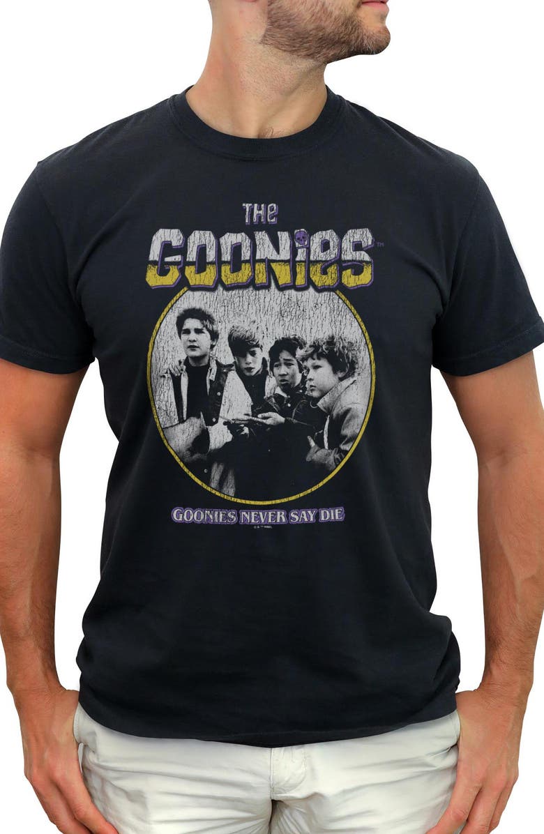 The Goonies Men's The Goonies Never Say Die Distressed  Graphic T-Shirt, Main, color, Black