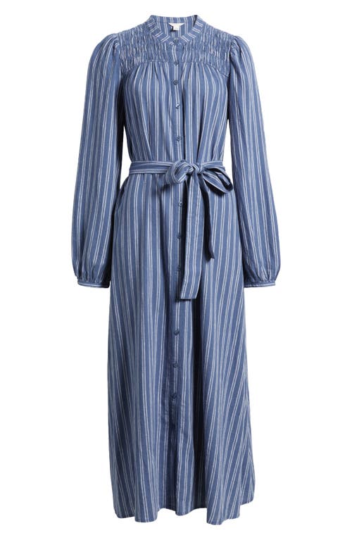 Caslonr Caslon(r) Stripe Long Sleeve Belted Shirtdress In Blue Vintage- White Stripe