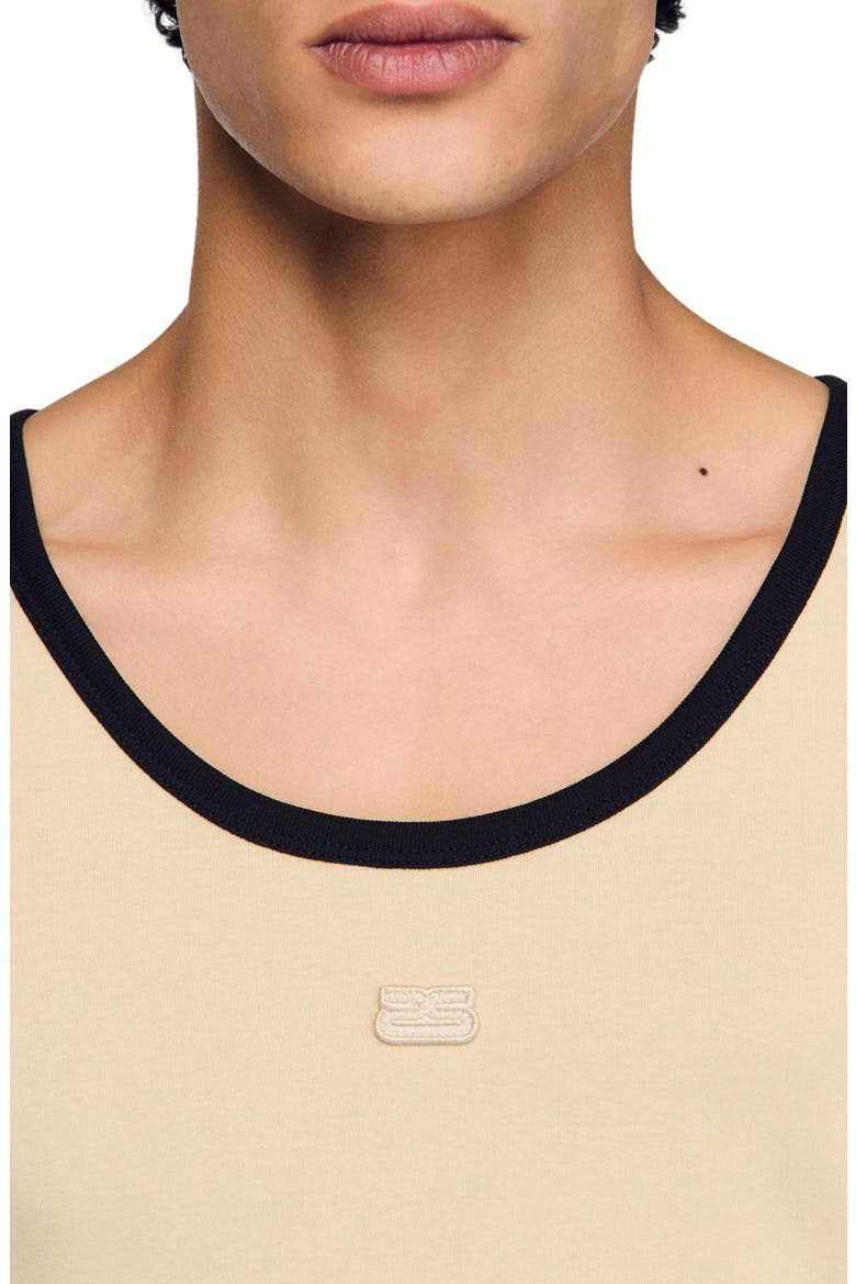 Cotton vest top with patch, Alternate, color, Sand
