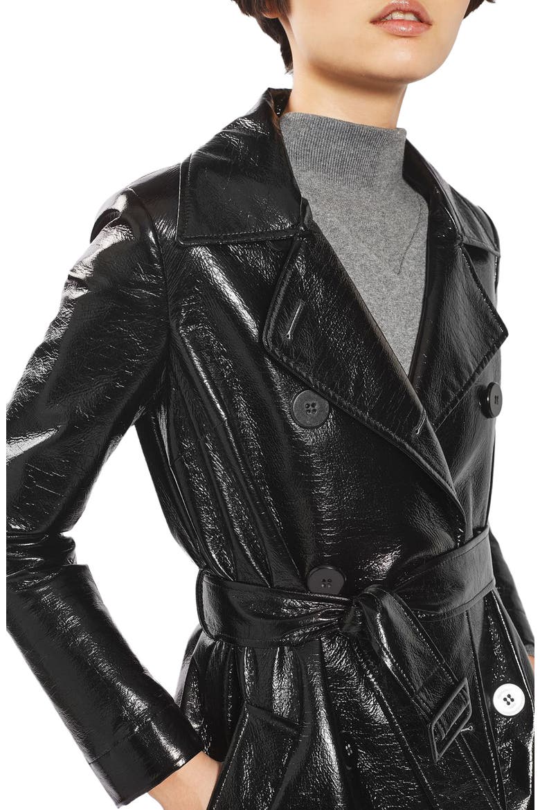 Vinyl Trench Coat, Alternate, color, BLACK