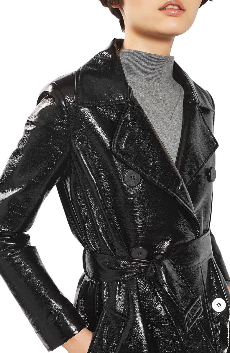 Topshop Vinyl Trench Coat, Alternate, color, 