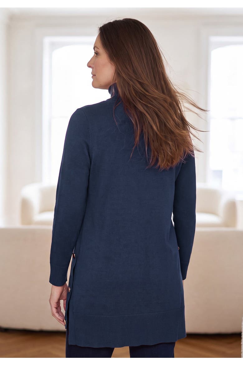 Side Button Turtleneck, Alternate, color, NAVY