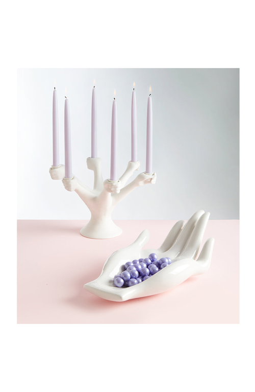 Jonathan Adler Eve Hands Candelabra In White