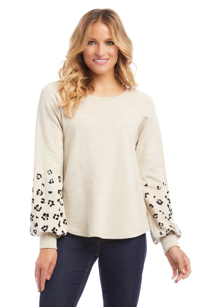 Karen Kane Cheetah Sleeve Sweatshirt, Alternate, color,