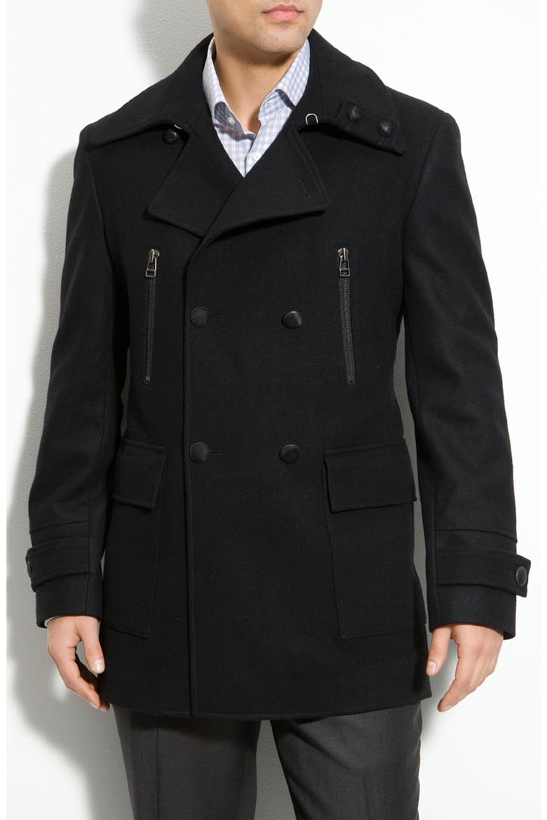 Short Peacoat, Main, color, BLACK