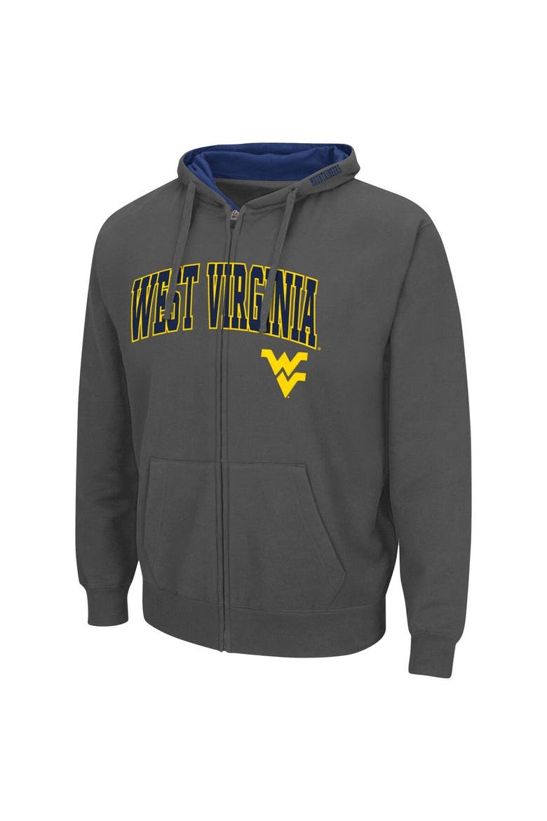 Men's Colosseum Charcoal West Virginia Mountaineers Arch & Logo 3.0 Full-Zip Hoodie, Alternate, color, Charcoal