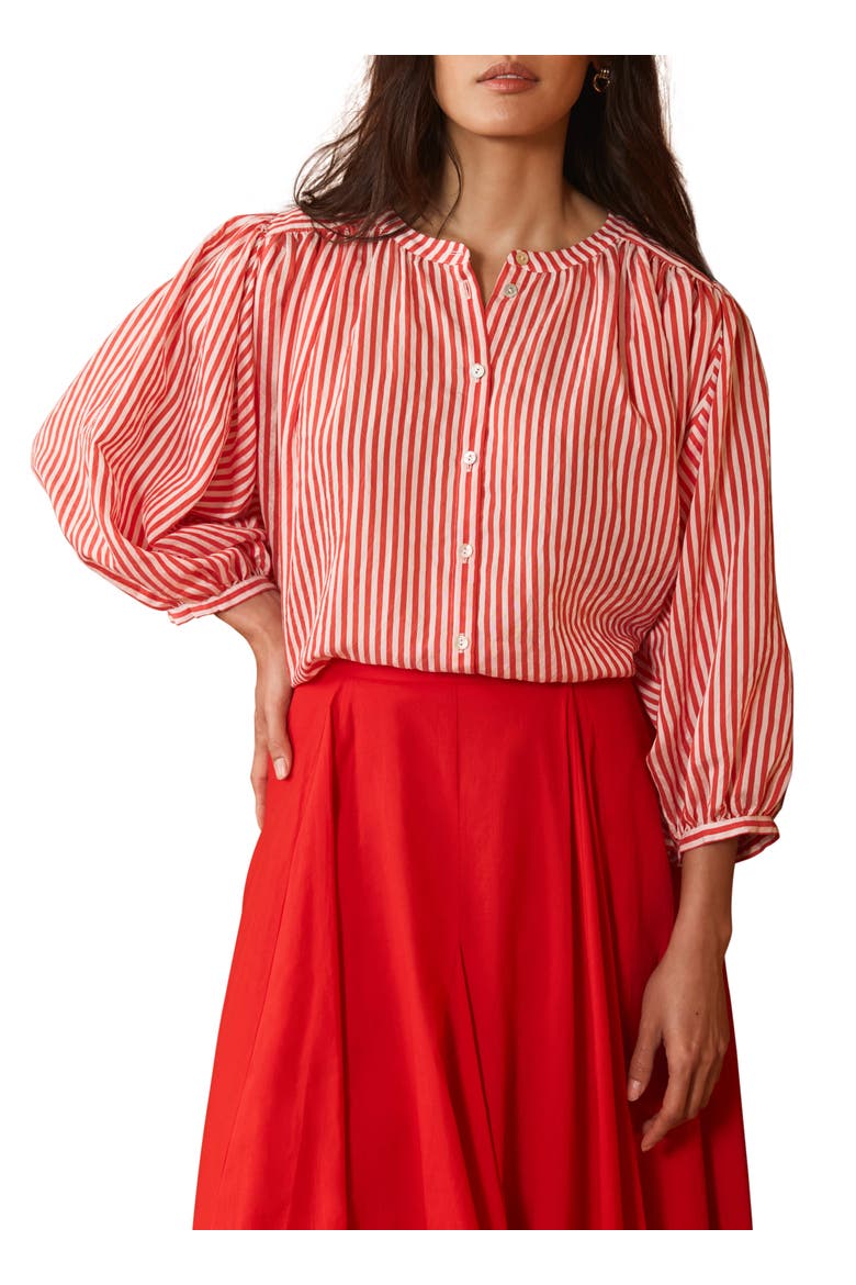 Striped Batwing Blouse, Main, color, Red