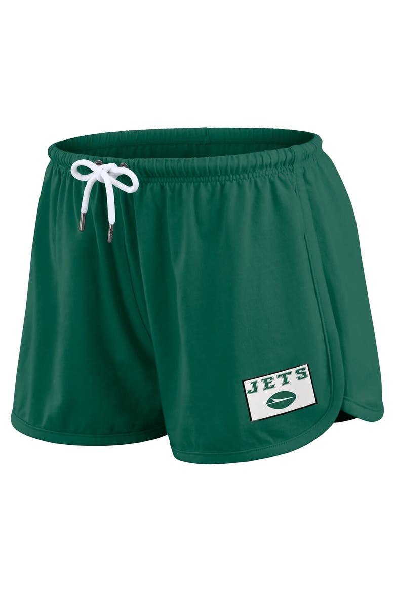 Women's WEAR by Erin Andrews Green New York Jets Heavy Rugby Jersey Long Sleeve T-Shirt & Shorts Lounge Set, Alternate, color, Green