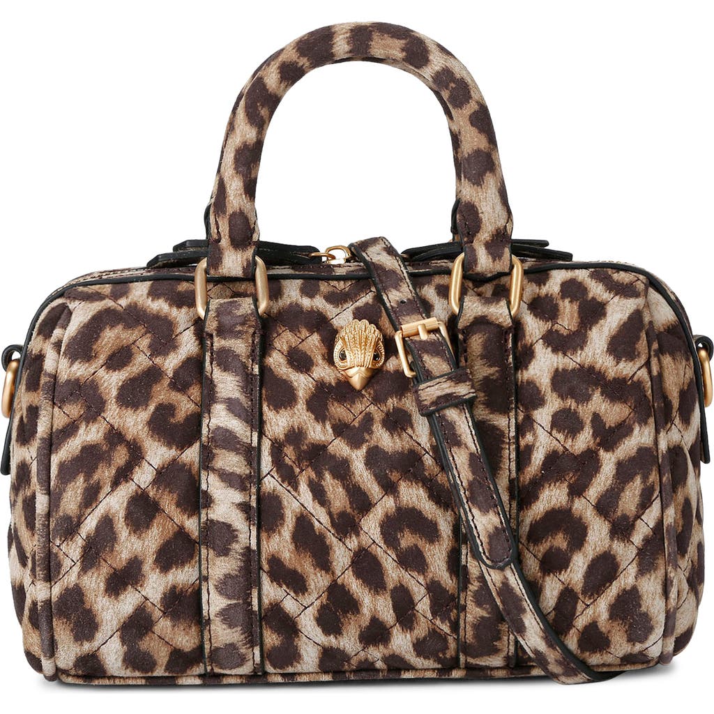 Kurt Geiger Kensington Boston Leopard Print Leather Handbag In Brown