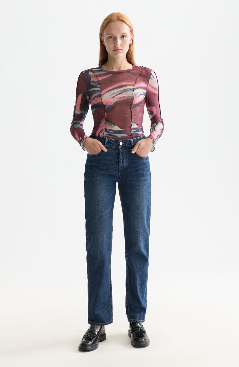 Scotch & Soda Patchwork Print Mesh Top, Alternate, color, Abstract Mountain