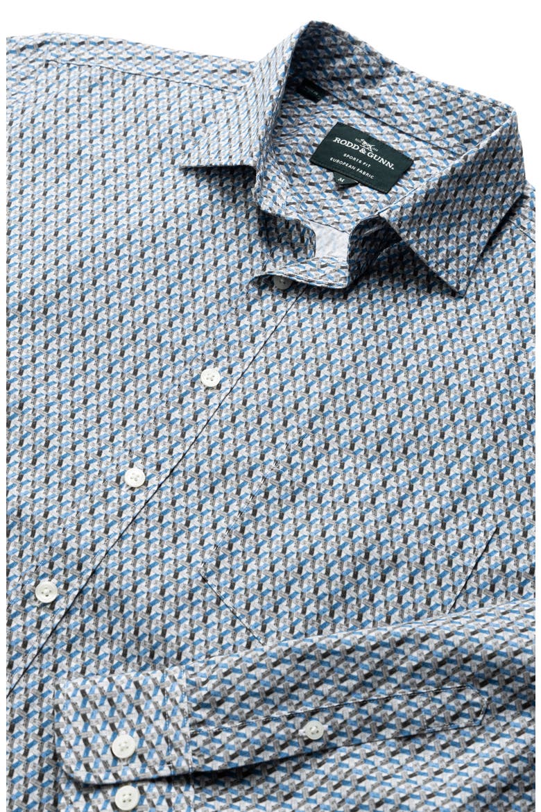Maitlands Sports Fit Geometric Print Cotton Poplin Button-Up Shirt, Alternate, color, DUSK