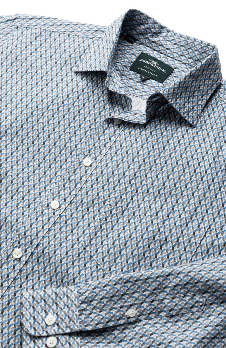 Rodd & Gunn Maitlands Sports Fit Geometric Print Cotton Poplin Button-Up Shirt, Alternate, color, Dusk