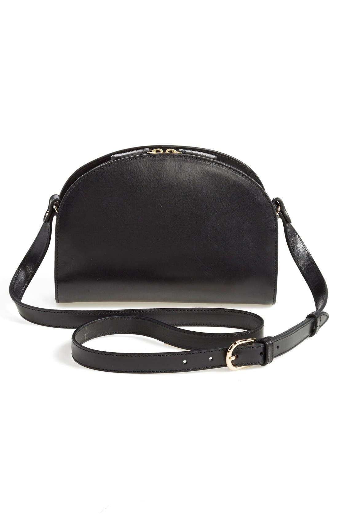Sac Demi Lune Leather Crossbody Bag, Alternate, color, NOIR