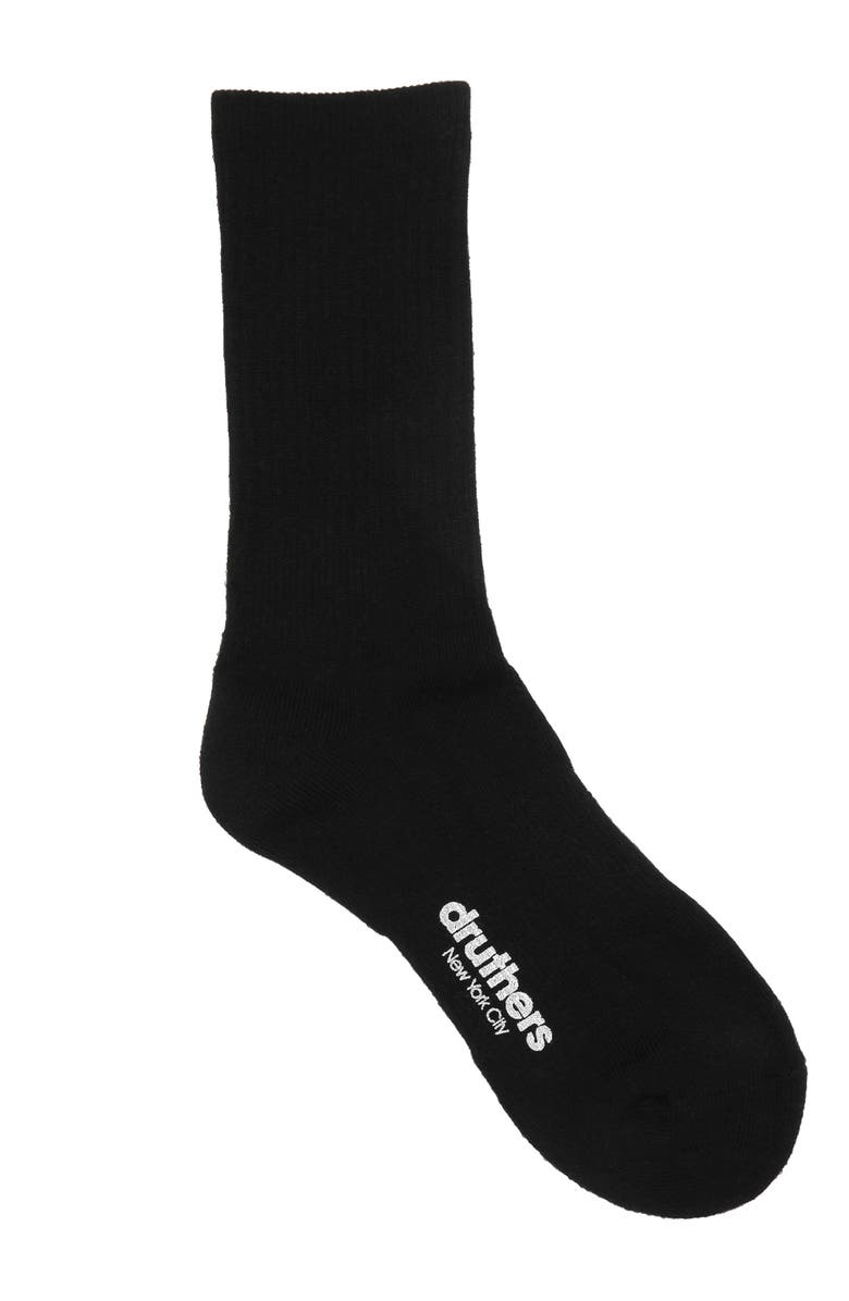 Druthers NYC Organic Cotton Everyday Crew Sock, Main, color, Black