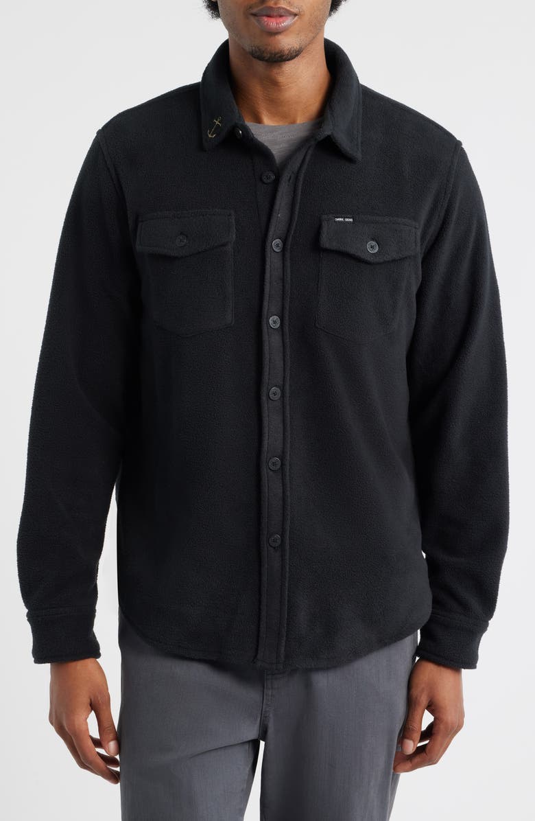 DARK SEAS Zulu Fleece Button-Up Shirt, Alternate, color, Black