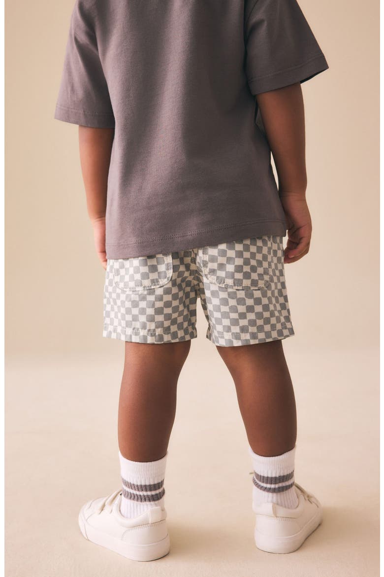 Kids' Checkerboard Cotton Twill Shorts, Alternate, color, GREY